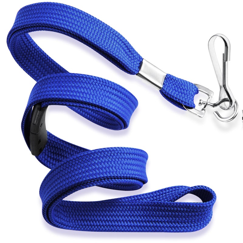 Mata1-USA Flat Safety Breakaway Lanyard, Detachable ID Lanyards (Blue, 36 Inch, 100 Pack, Polypropylene), Comfort Woven Lanyard for ID Badges - Image 1